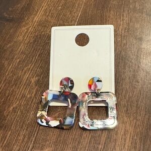 Multicolor Square Drop Earrings